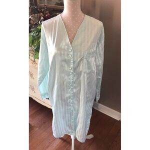 Vintage Night Shirt Tesoro Silky Satin Lingerie Soft Flannel Lined Blue Large
